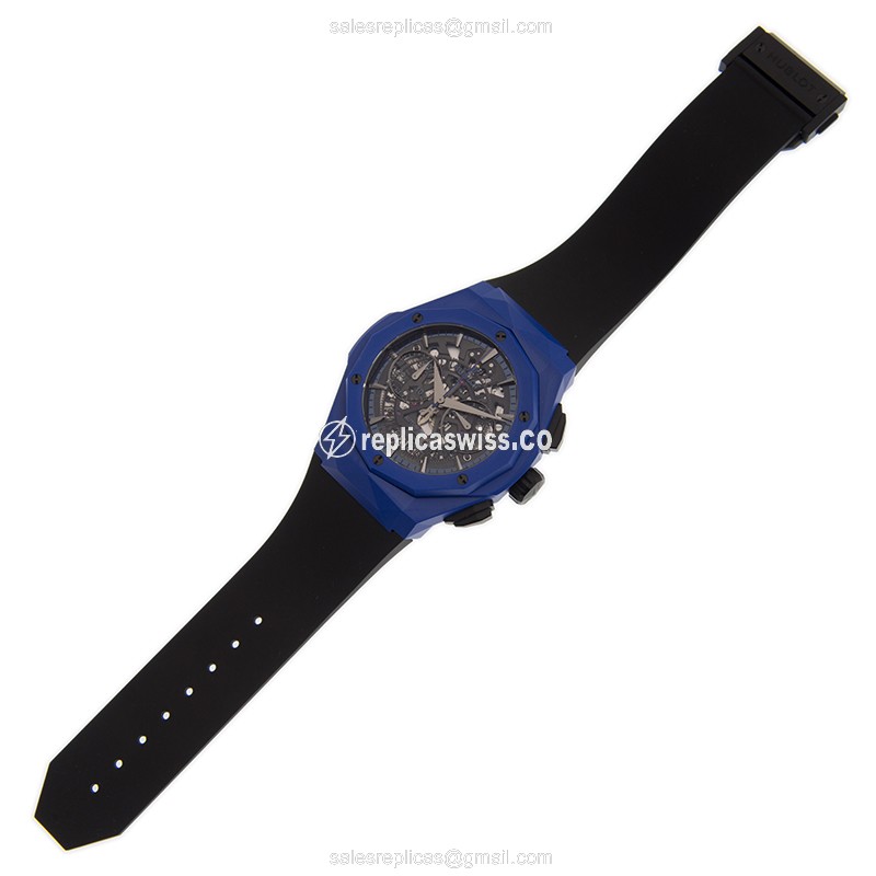 Hublot Classic Fusion Replica - Automatic - Steel Case - Skull Dial - Black Rubber Strap - View 2
