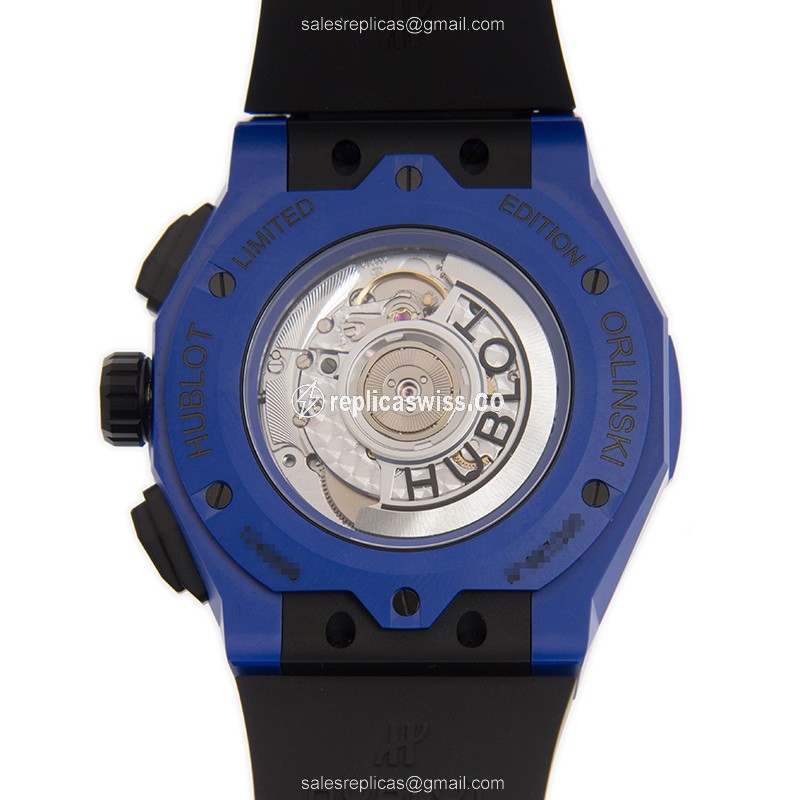 Hublot Classic Fusion Replica - Automatic - Steel Case - Skull Dial - Black Rubber Strap - View 3