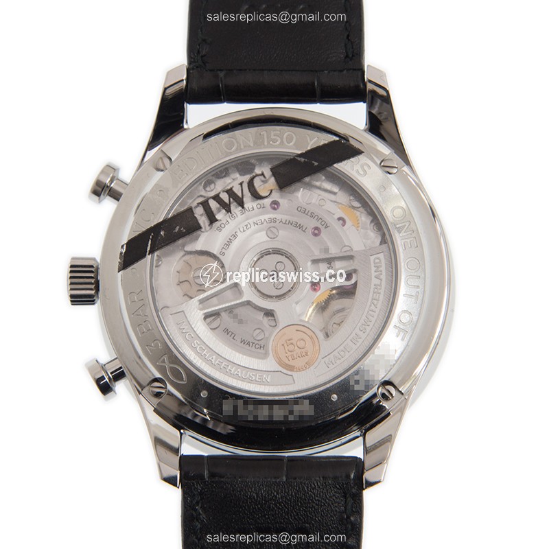 IWC Portuguese IW371602 Replica - Automatic Steel Case - White Dial - Black Alligator Strap - Buckle Clasp - View 3
