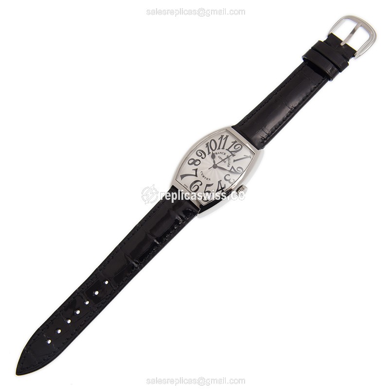 Franck Muller 5851 M SC AC CINTREE CURVEX - Auto - Steel Case - Silver Dial - Black Alligator Strap - Buckle Clasp - View 2
