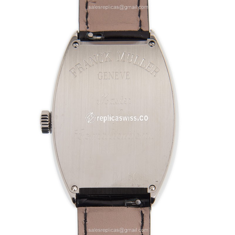 Franck Muller 5851 M SC AC CINTREE CURVEX - Auto - Steel Case - Silver Dial - Black Alligator Strap - Buckle Clasp - View 3
