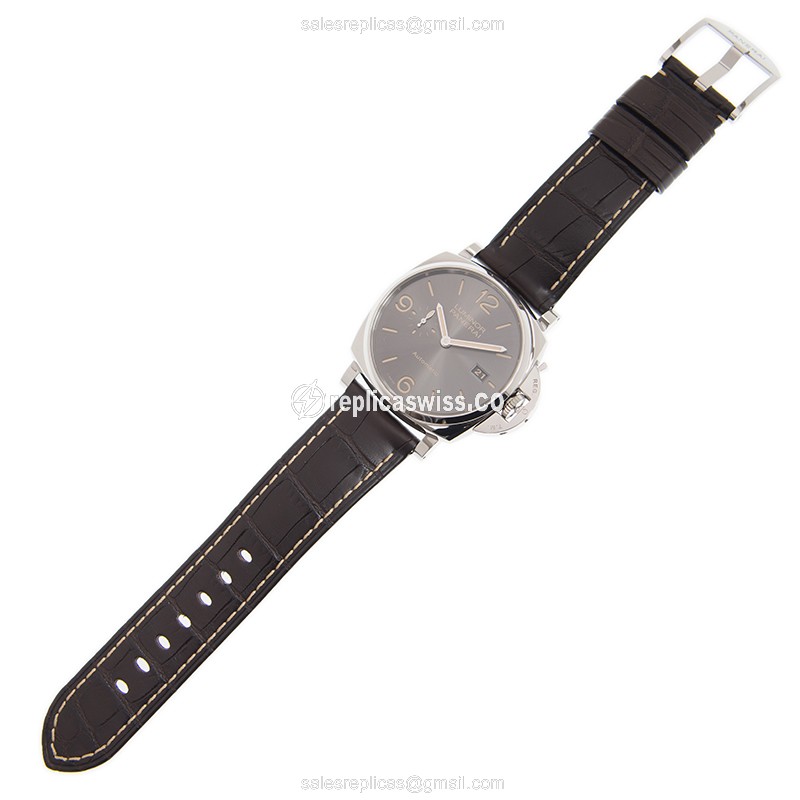 Panerai Luminor PAM00944 Replica - Automatic - Steel Case - Gray Dial - Brown Alligator Strap - View 2