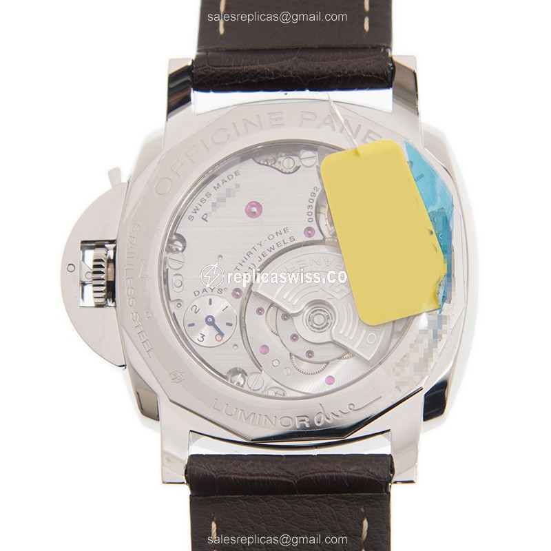 Panerai Luminor PAM00944 Replica - Automatic - Steel Case - Gray Dial - Brown Alligator Strap - View 3