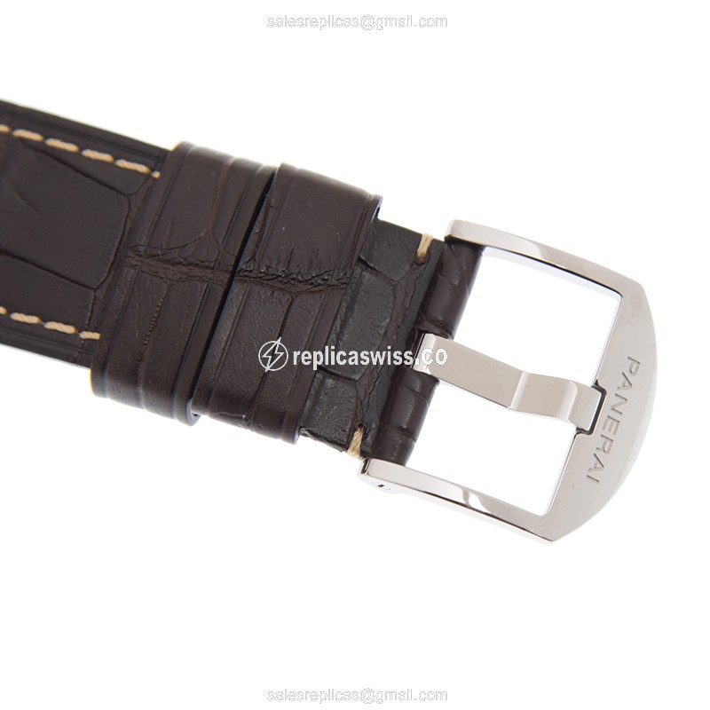Panerai Luminor PAM00944 Replica - Automatic - Steel Case - Gray Dial - Brown Alligator Strap - View 4