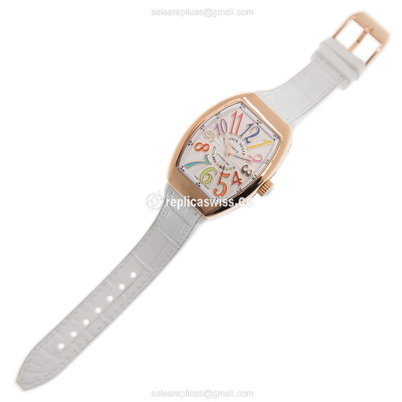 Franck Muller V32SCATFOCOLDRM - 18kt Rose Gold - Automatic - White Dial - Alligator White Buckle - View 2