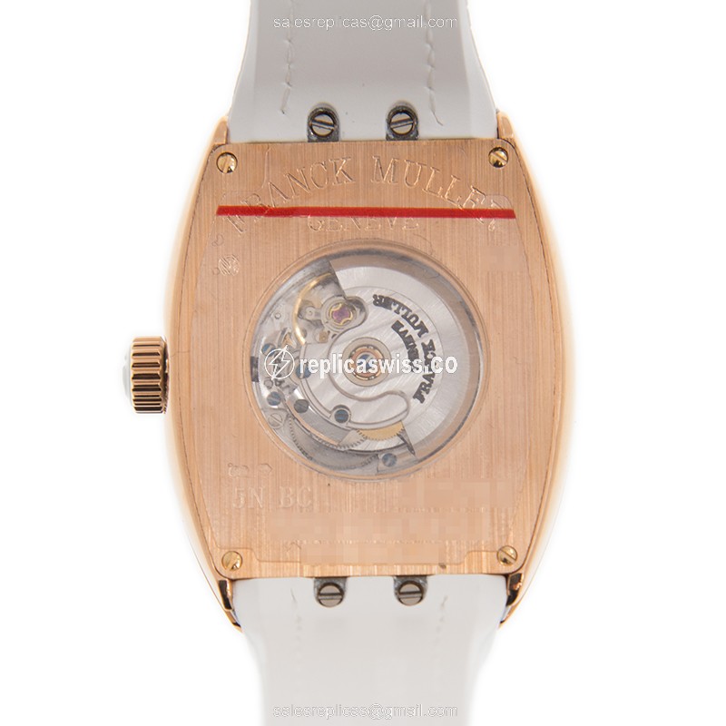 Franck Muller V32SCATFOCOLDRM - 18kt Rose Gold - Automatic - White Dial - Alligator White Buckle - View 3