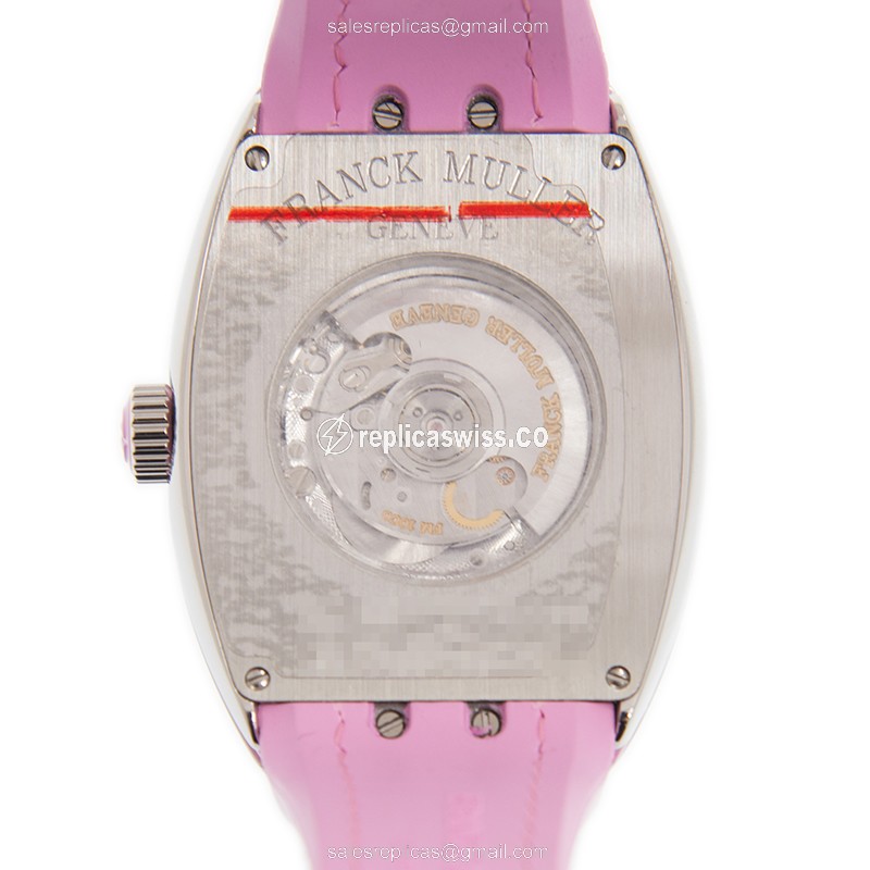 Franck Muller V35 SC AT FO Vanguard - Auto - Stainless Steel Case - White Dial - Pink Alligator Strap - Buckle Clasp - View 3