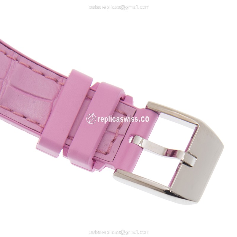 Franck Muller V35 SC AT FO Vanguard - Auto - Stainless Steel Case - White Dial - Pink Alligator Strap - Buckle Clasp - View 4