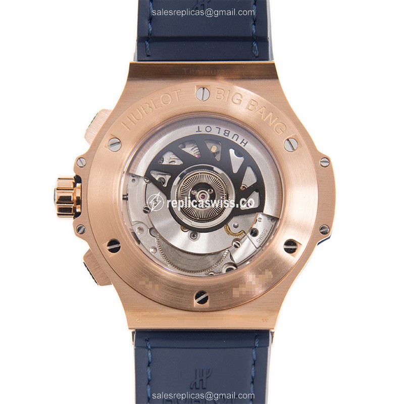 Hublot BIG BANG Replica - Automatic - 18kt Rose Gold - Diamonds - Blue Dial & Blue Strap - View 3