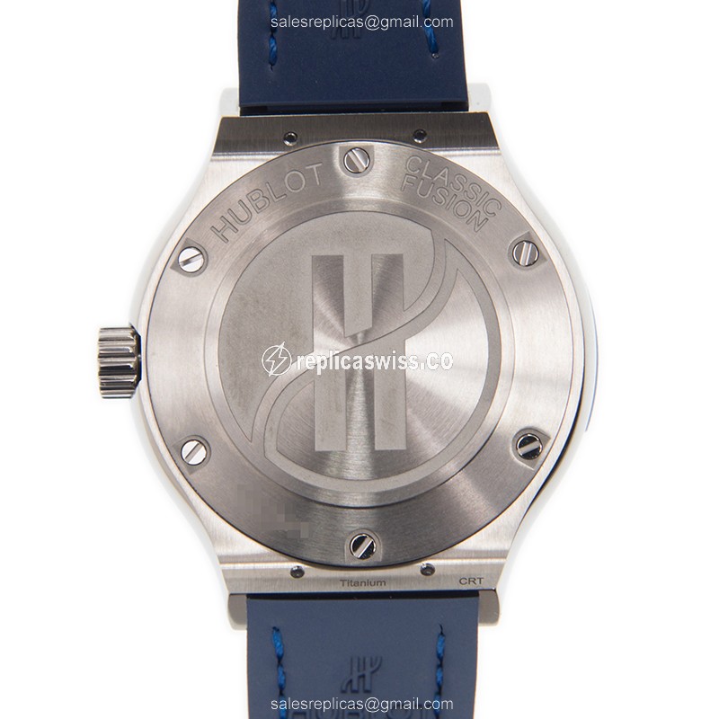 Hublot Classic Fusion Replica - Quartz - Steel Case - Blue Dial - Blue Alligator Strap - View 3