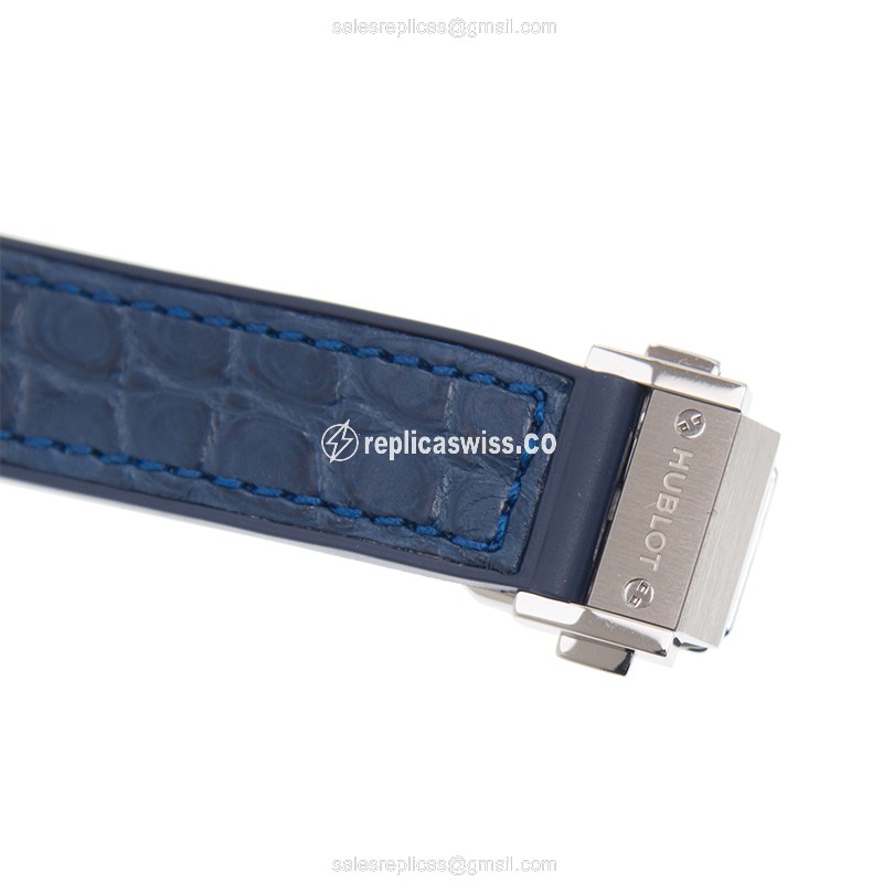 Hublot Classic Fusion Replica - Quartz - Steel Case - Blue Dial - Blue Alligator Strap - View 4