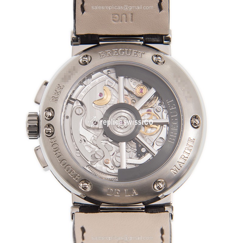 Breguet 5527TI/G2/9WV Replica - Automatic - Steel - Gray Dial - Brown Alligator Strap - View 3