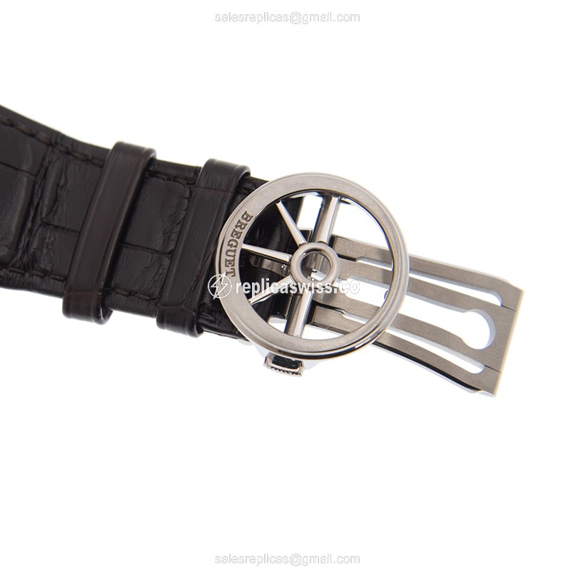 Breguet 5527TI/G2/9WV Replica - Automatic - Steel - Gray Dial - Brown Alligator Strap - View 4