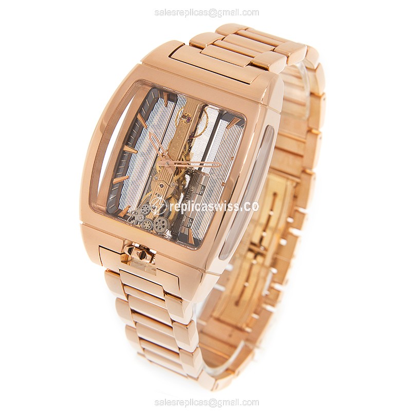 Corum Golden Bridge Replica - Automatic - 18kt Rose Gold - Skull Dial - Gold Clasp & Band - View 3