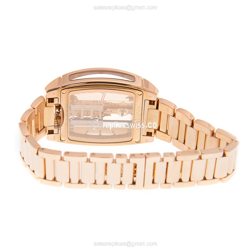 Corum Golden Bridge Replica - Automatic - 18kt Rose Gold - Skull Dial - Gold Clasp & Band - View 4