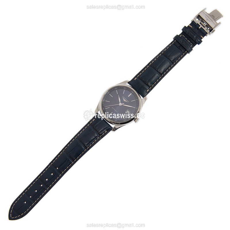 Longines L2.793.4.92.2 Replica - Automatic - Blue Dial - Stainless Steel - Alligator Blue Buckle - View 2