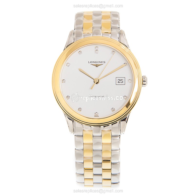 Longines L4.974.3.27.7 Flagship - Automatic - Gold-Plated Case, White Dial - View 2