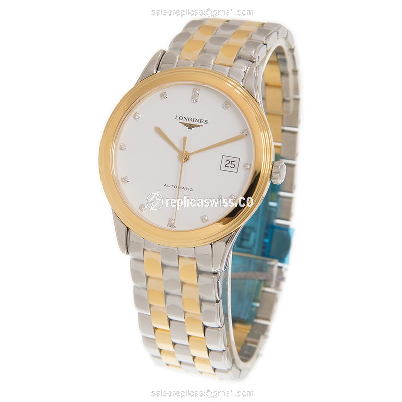 Longines L4.974.3.27.7 Flagship - Automatic - Gold-Plated Case, White Dial - View 3