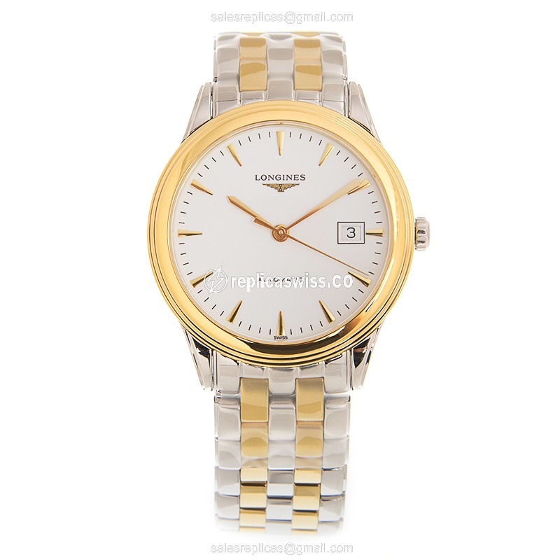 Longines L4.974.3.22.7 Flagship Replica - Automatic - Gold-Plated Case, White Dial - View 2