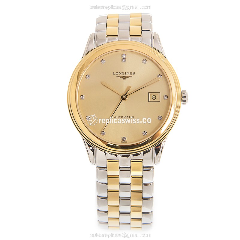Longines L4.974.3.37.7 Flagship Automatic Gold-Plated Steel Case, Gold Dial, Gold Clasp & Gold Strap - View 2
