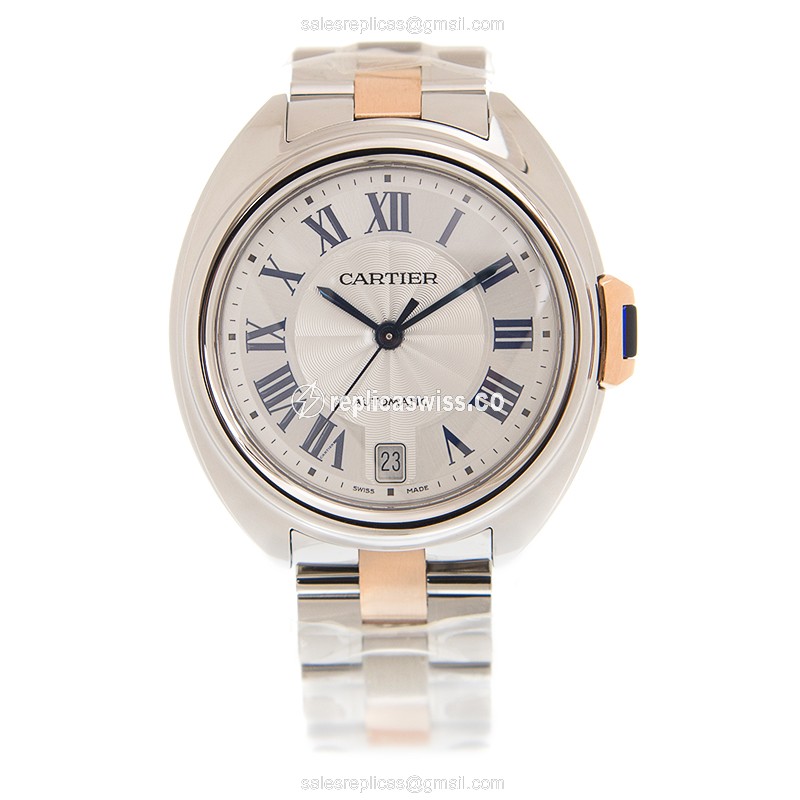Cartier Ballon Bleu Automatic - Steel Case - White Dial - Gold Strap - View 2