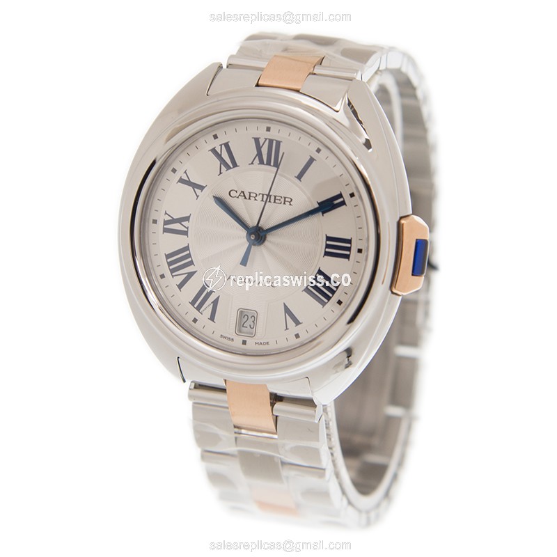 Cartier Ballon Bleu Automatic - Steel Case - White Dial - Gold Strap - View 3