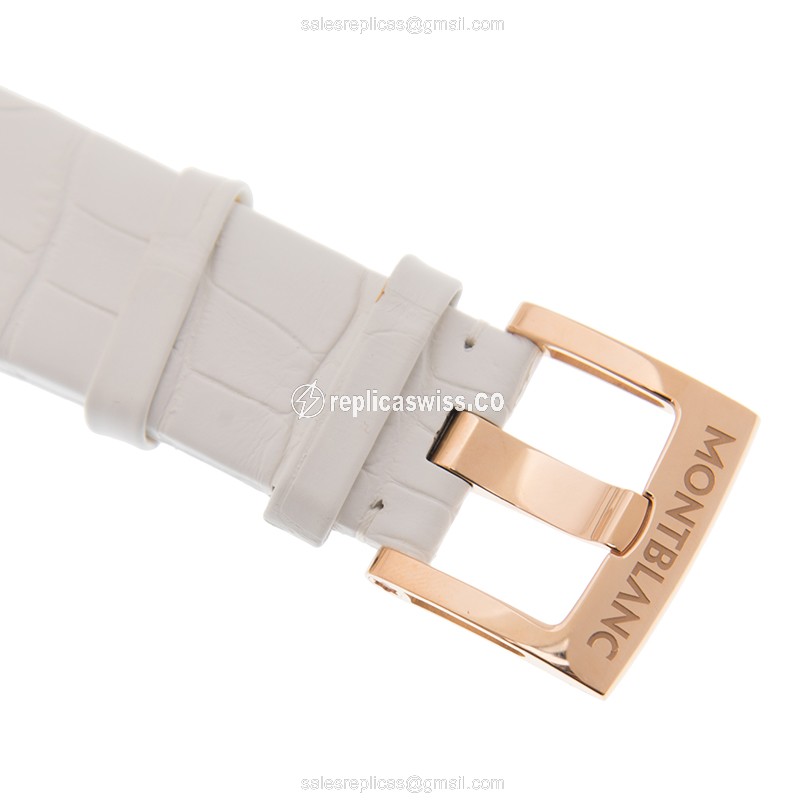 Mont Blanc TIMEWALKER Replica - Automatic 18kt Gold - White Dial, Alligator White Strap - View 4