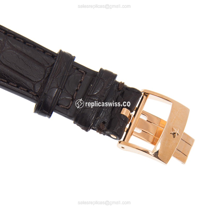 Zenith Commander Replica - Automatic - 18kt Rose Gold - Diamond bezel - Brown Alligator Strap - View 4