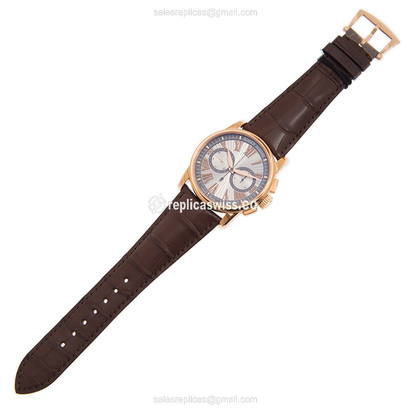 Roger Dubuis DBHO0569 HOMMAGE - Auto - 18kt Rose Gold - Silver Dial - Brown Alligator Buckle - View 2