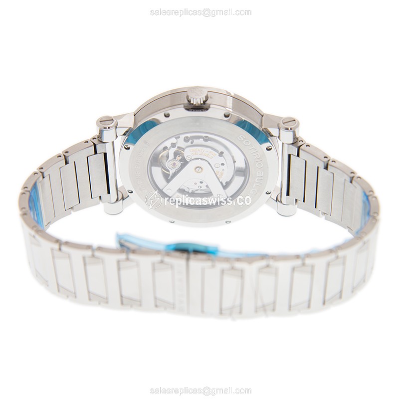 Bulgari SOTIRIO Replica - Automatic - Black Dial - Silver Steel Case & Strap - View 4