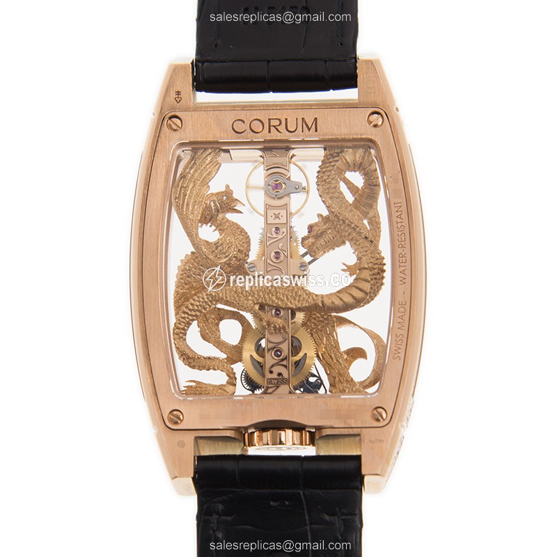 Corum BRIDGE 113.265.85/0001 Replica - Manual Wind - Rose Gold Case - Diamond Dial - Black Alligator Strap - View 3
