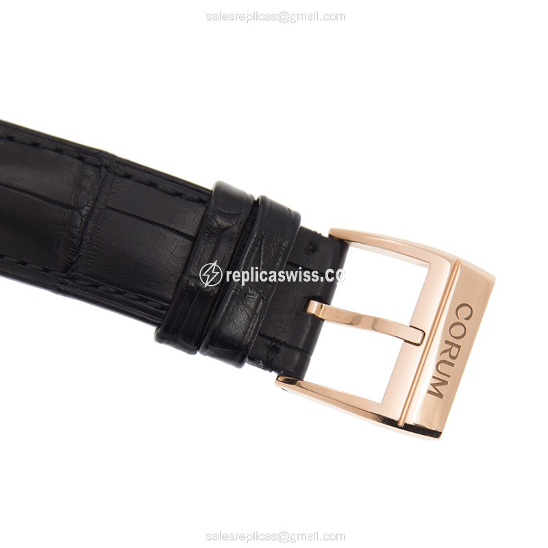 Corum BRIDGE 113.265.85/0001 Replica - Manual Wind - Rose Gold Case - Diamond Dial - Black Alligator Strap - View 4