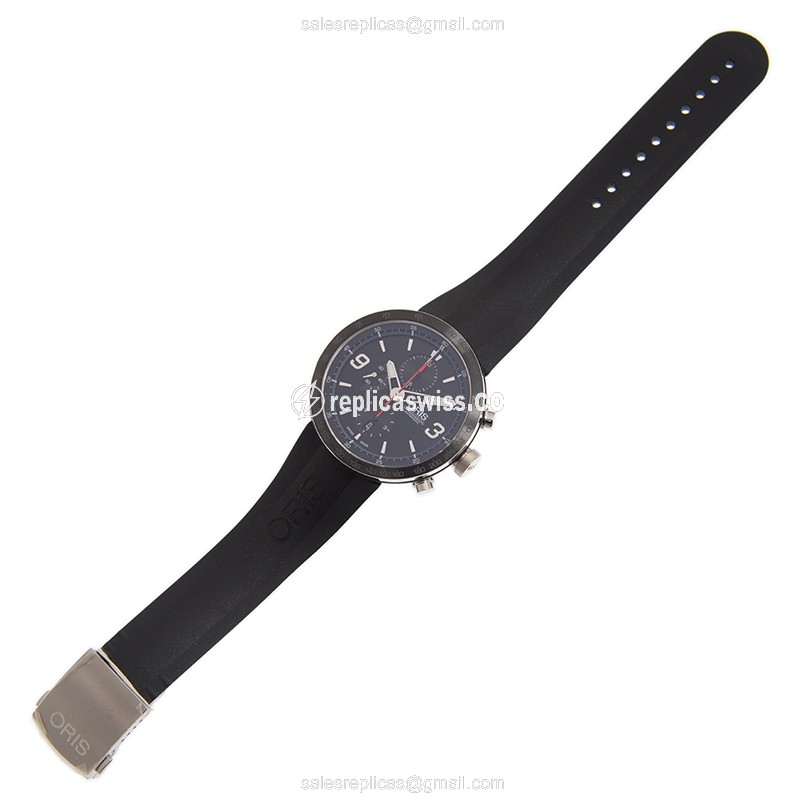 Oris 01 674 7659 Replica - Automatic Steel Case - Black Dial - Rubber Black Strap - Buckle Clasp - View 2