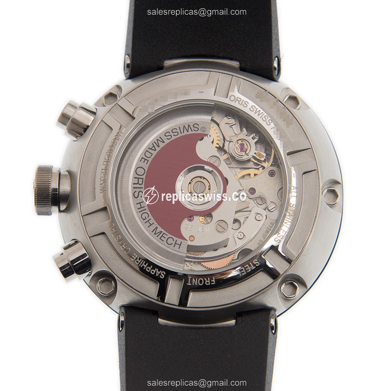 Oris 01 674 7659 Replica - Automatic Steel Case - Black Dial - Rubber Black Strap - Buckle Clasp - View 3