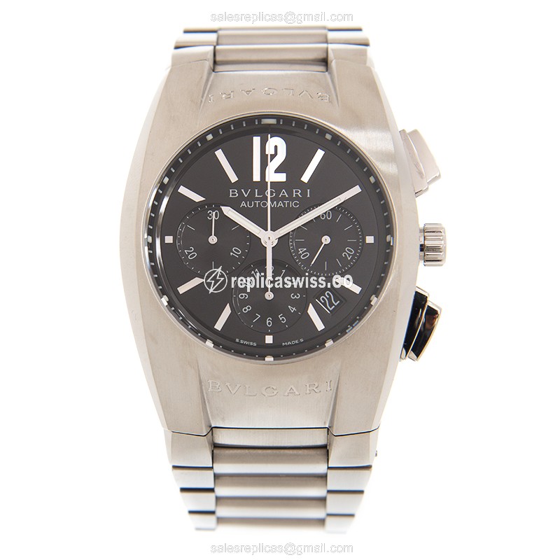 Bulgari EG40BSSDCH Replica - Automatic - Steel Case - Black - Silver Steel Band - View 2