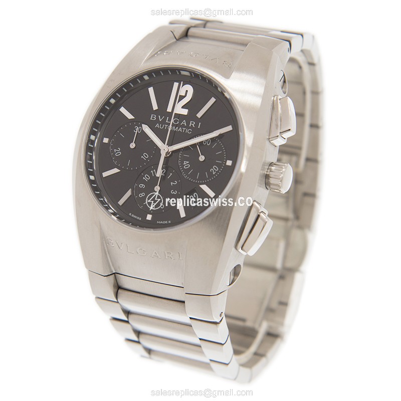 Bulgari EG40BSSDCH Replica - Automatic - Steel Case - Black - Silver Steel Band - View 3