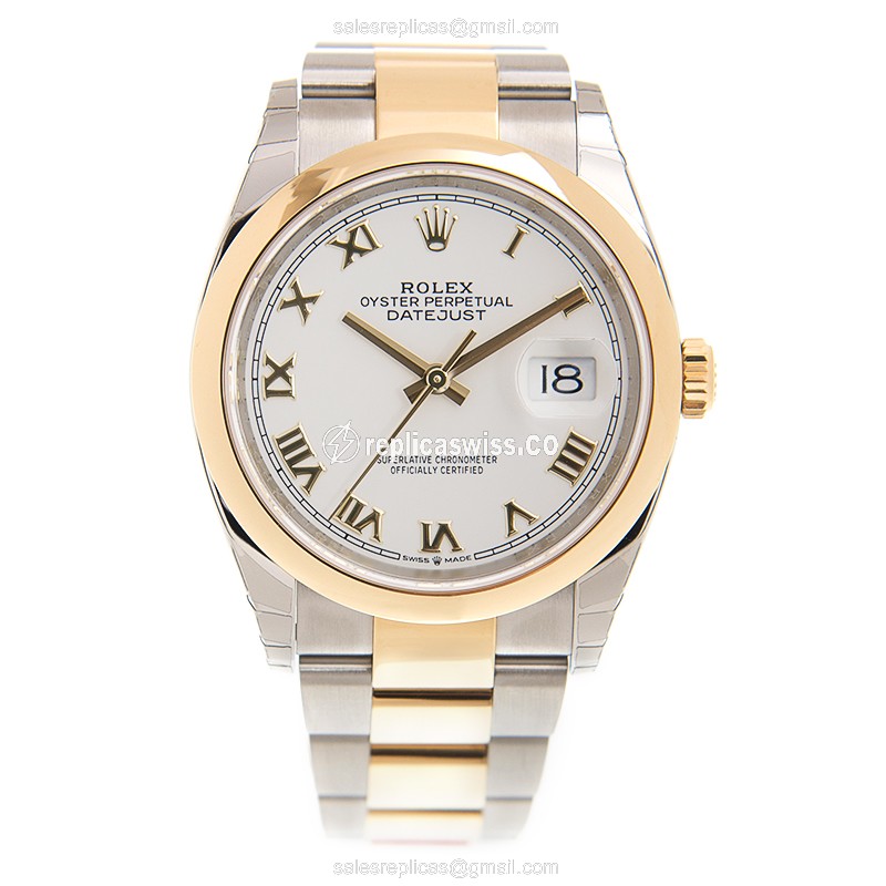 Rolex DATEJUST Replica - 18kt Gold/Steel - Automatic - White Dial - View 2