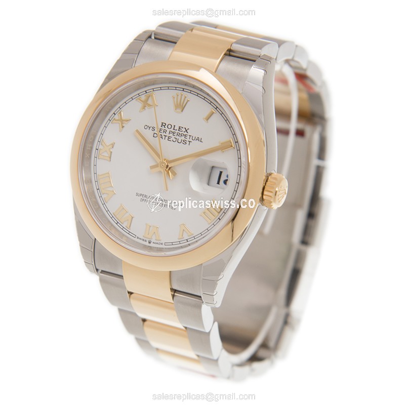 Rolex DATEJUST Replica - 18kt Gold/Steel - Automatic - White Dial - View 3