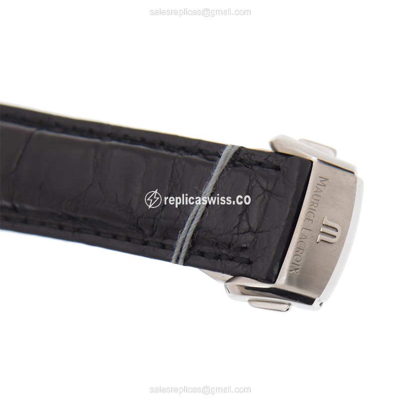 Maurice Lacroix MP7128-SS001-320 Replica - Manual - Steel Case - Gray Dial - Black Alligator Buckle - View 4