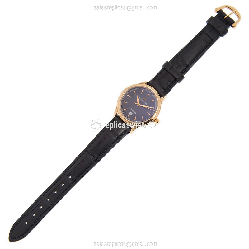 Maurice Lacroix LC6003-PG101-230 Quartz 18kt Rose Gold - Black Dial Buckle Black Alligator Strap - View 2