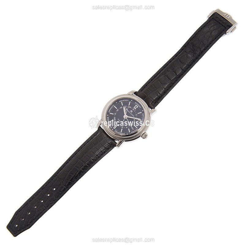 Maurice Lacroix MP6328-SS001-39E Replica - Automatic - Steel Case - Black Dial - Black Alligator Strap - View 2