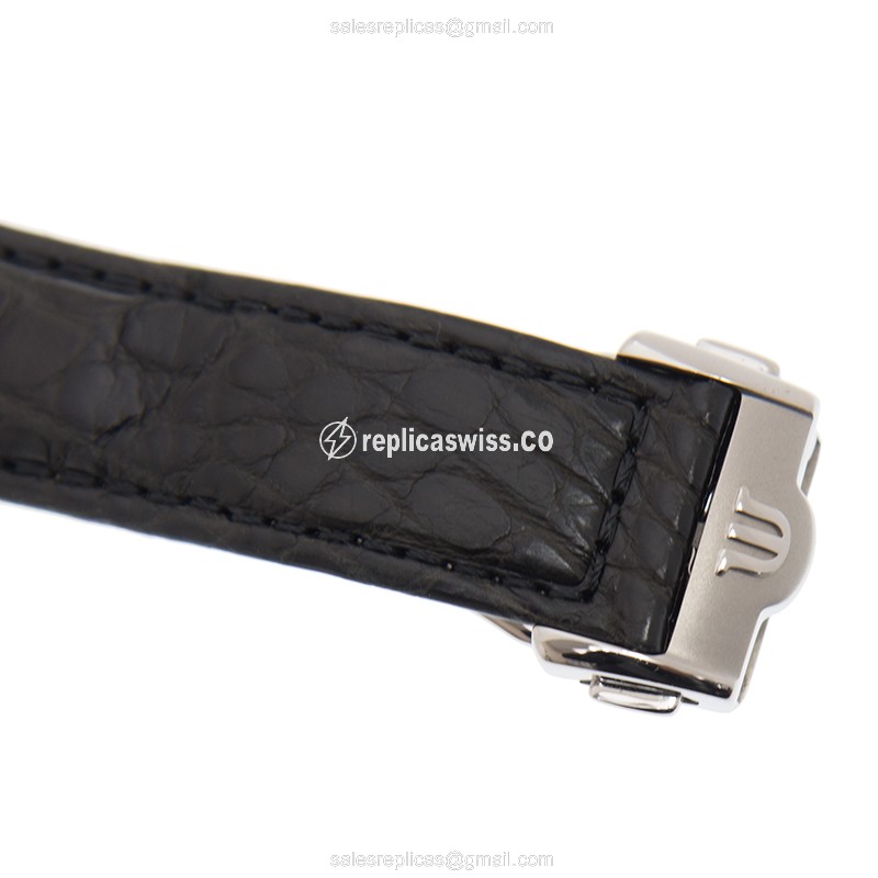 Maurice Lacroix MP6328-SS001-39E Replica - Automatic - Steel Case - Black Dial - Black Alligator Strap - View 4
