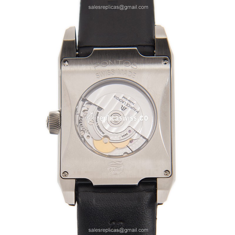 Maurice Lacroix PT6247-SD501-150 PONTOS Replica - Automatic - Steel - Gray Dial - Black Alligator Strap - View 3