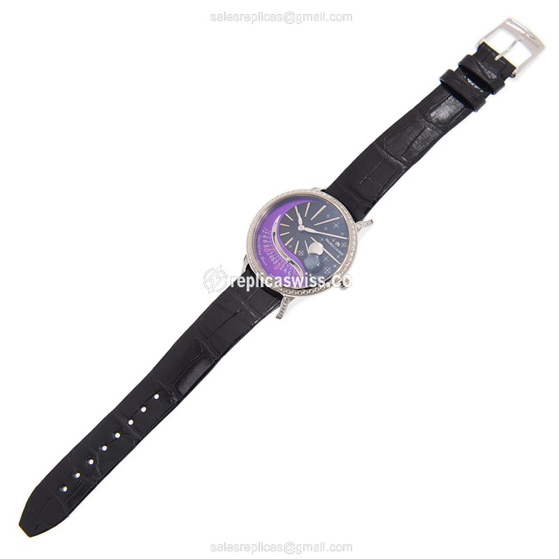 Maurice Lacroix STARSIDE - Auto - 18kt White Gold - Diamond - Black Dial - Alligator Black Buckle - View 2