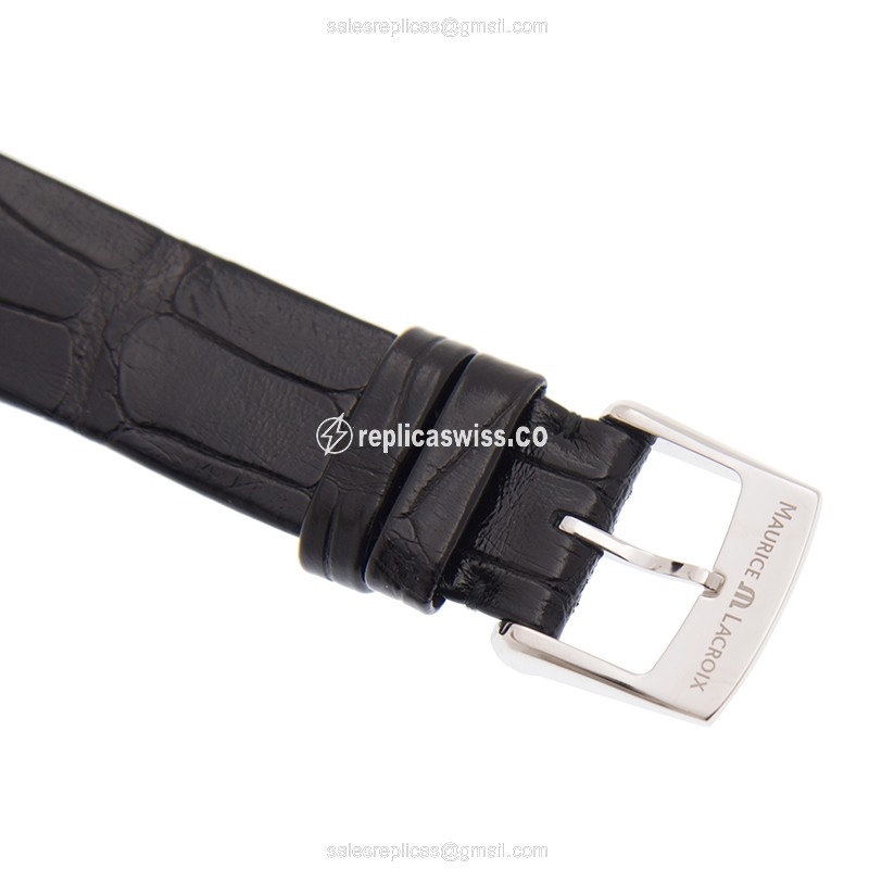 Maurice Lacroix STARSIDE - Auto - 18kt White Gold - Diamond - Black Dial - Alligator Black Buckle - View 4