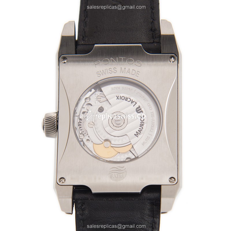 Maurice Lacroix PT6247-SD501-350 PONTOS Replica - Automatic - Black Dial - Leather Strap - Buckle Clasp - View 3