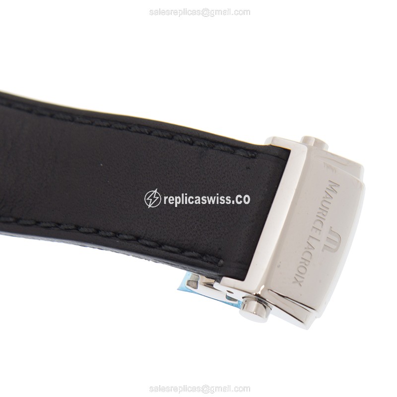 Maurice Lacroix PT6247-SD501-350 PONTOS Replica - Automatic - Black Dial - Leather Strap - Buckle Clasp - View 4