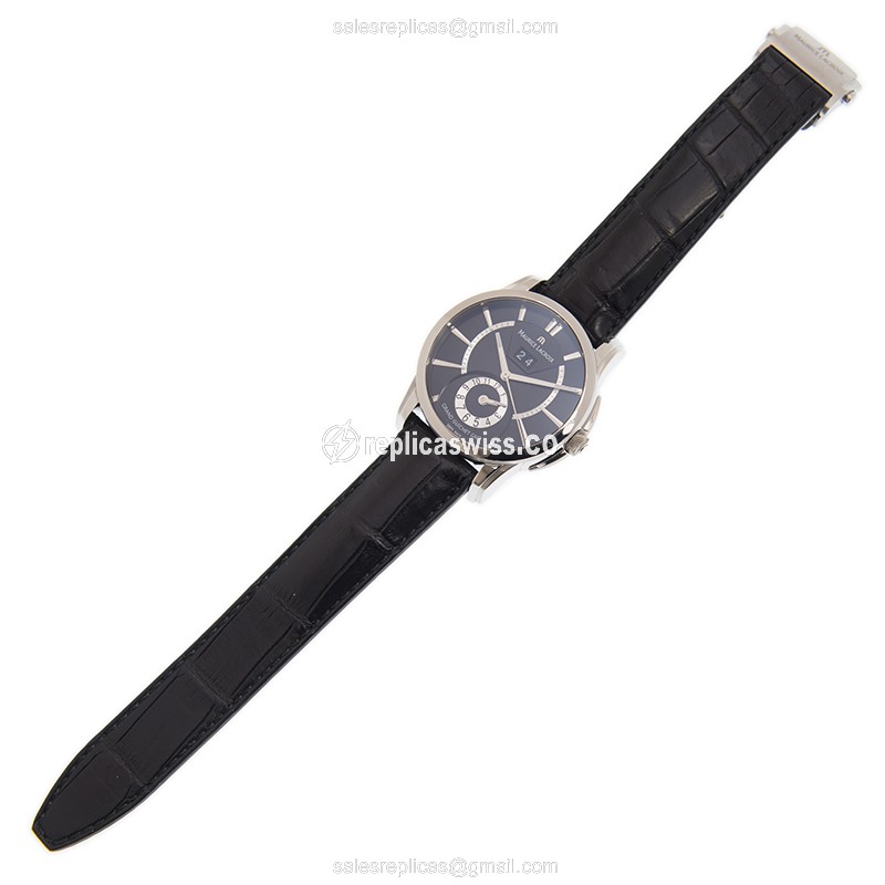 Maurice Lacroix PT6208-SS001-330 PONTOS Replica - Automatic - Black Dial - Steel Case - Alligator Black Strap - View 2