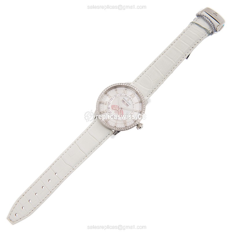 Maurice Lacroix MP6428-SD501-17E Replica - Automatic - Steel Case - White Dial - Alligator White Strap - View 2