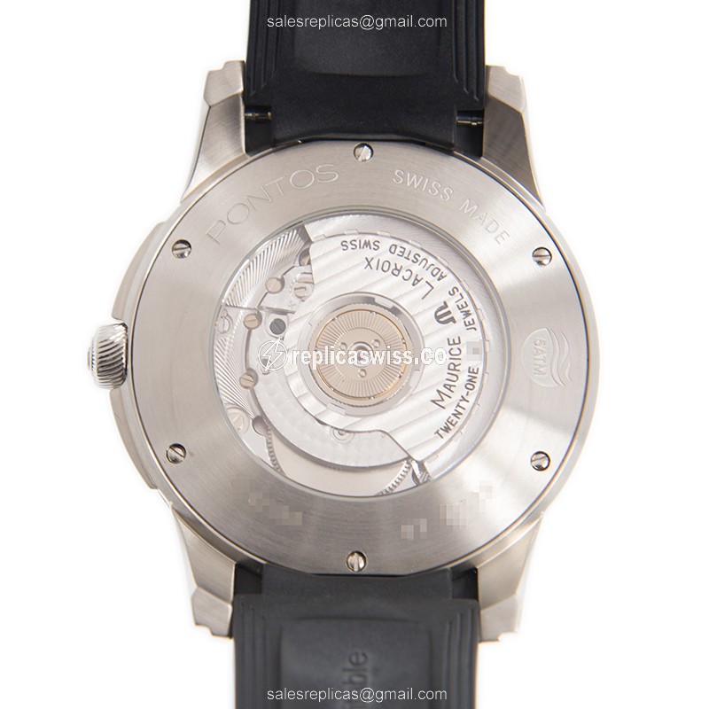 Maurice Lacroix PT6238-SS001-330 PONTOS Replica - Automatic - Steel Case - Black Dial - Black Rubber Strap - View 3